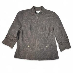 Coldwater Creek Women's brown Floral Embroidered Jacket size XL sku 363-V05